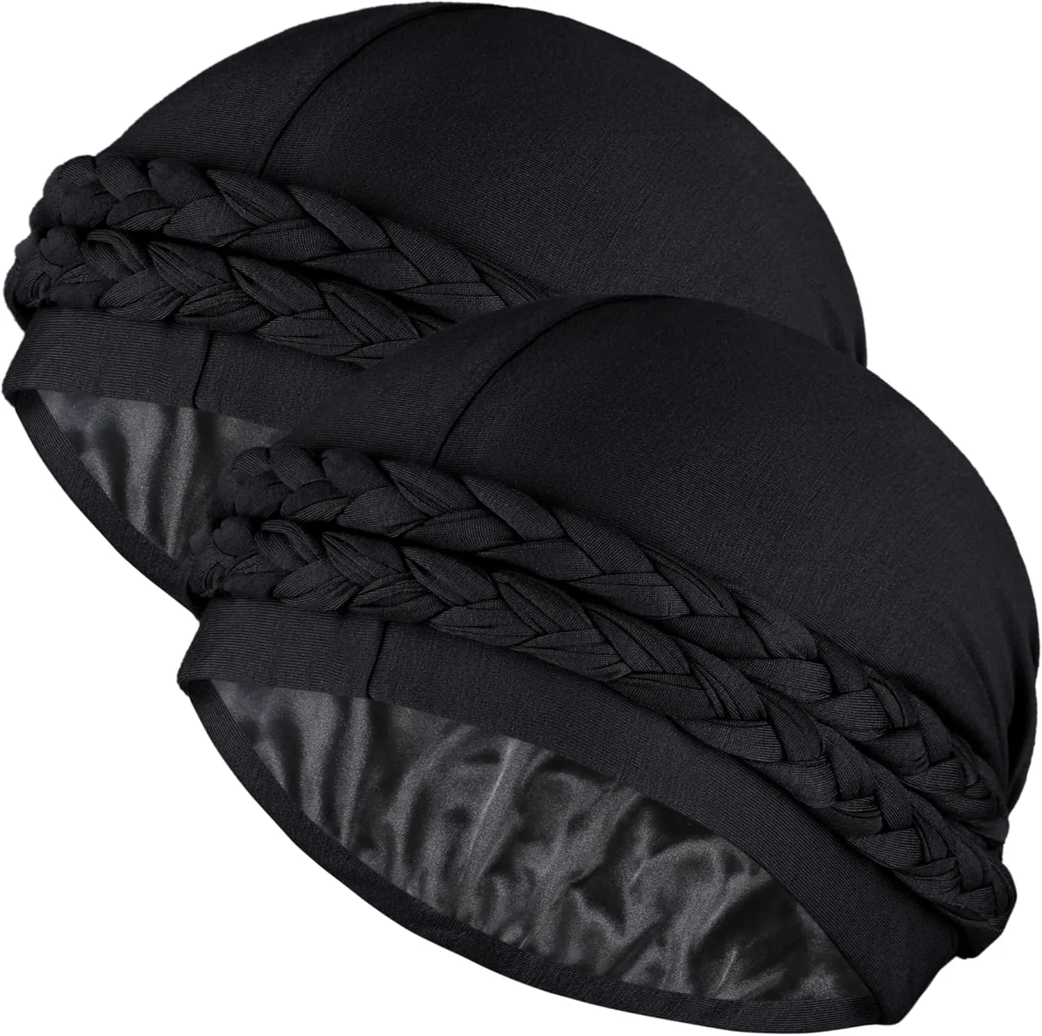 Ababalaya Satin Lined Turban for Women Mens Halo Turban Silky Lined Durag for Waves Braids Locs Sleeping Bonnet Sleep Cap