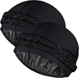 Ababalaya Satin Lined Turban for Women Mens Halo Turban Silky Lined Durag for Waves Braids Locs Sleeping Bonnet Sleep Cap