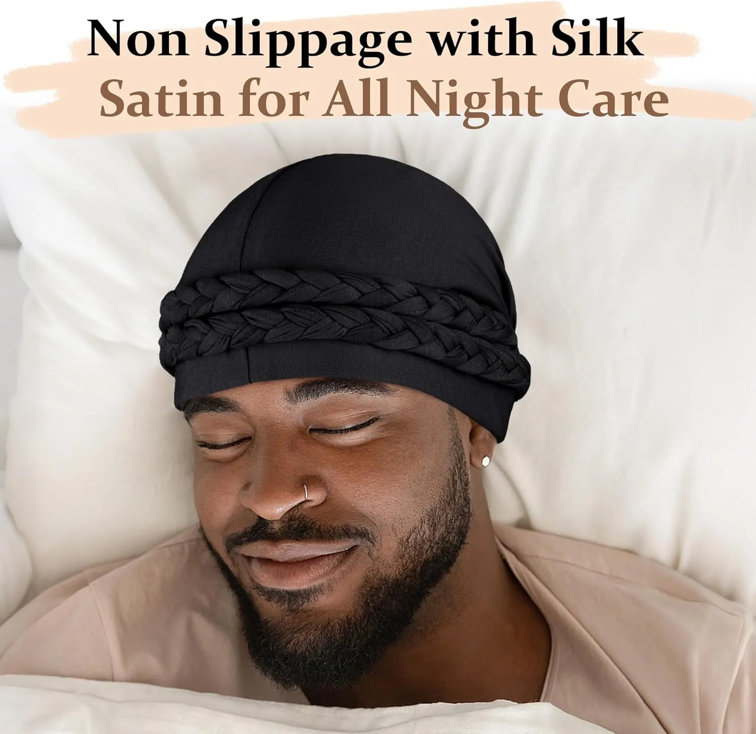Ababalaya Satin Lined Turban for Women Mens Halo Turban Silky Lined Durag for Waves Braids Locs Sleeping Bonnet Sleep Cap