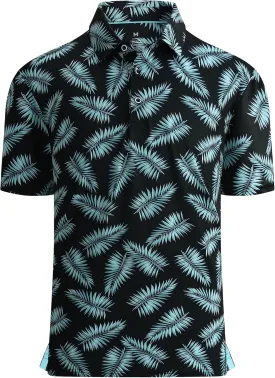 Alex Vando Mens Golf Shirt Moisture Wicking Quick-Dry Print Performance Polo Shirts for Men