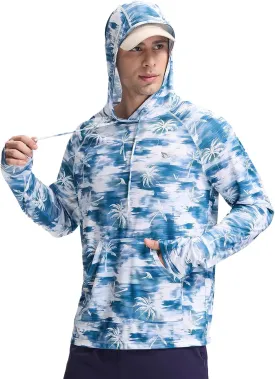 baleaf Men's Rash Guard with Kangaroo Pocket UPF 50  Swim Shirts Long Sleeve Water Sun Protection Hoodie Swimsuit
