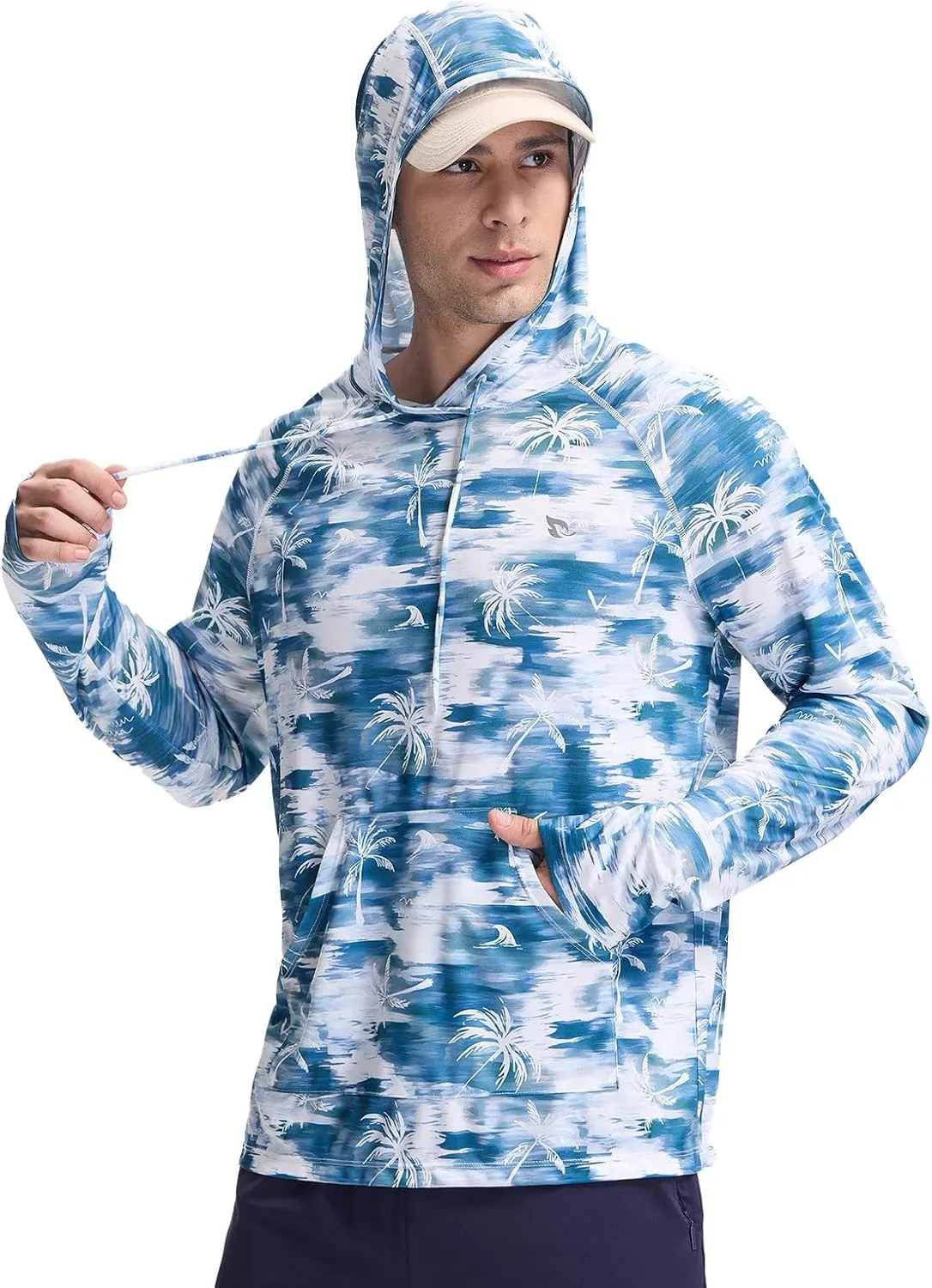 baleaf Men's Rash Guard with Kangaroo Pocket UPF 50  Swim Shirts Long Sleeve Water Sun Protection Hoodie Swimsuit