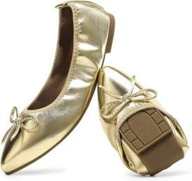 DREAM PAIRS Women's Foldable Flats Shoes Pointed Toe Ballet Flats Bowknot Comfort Slip on Dress Shoes