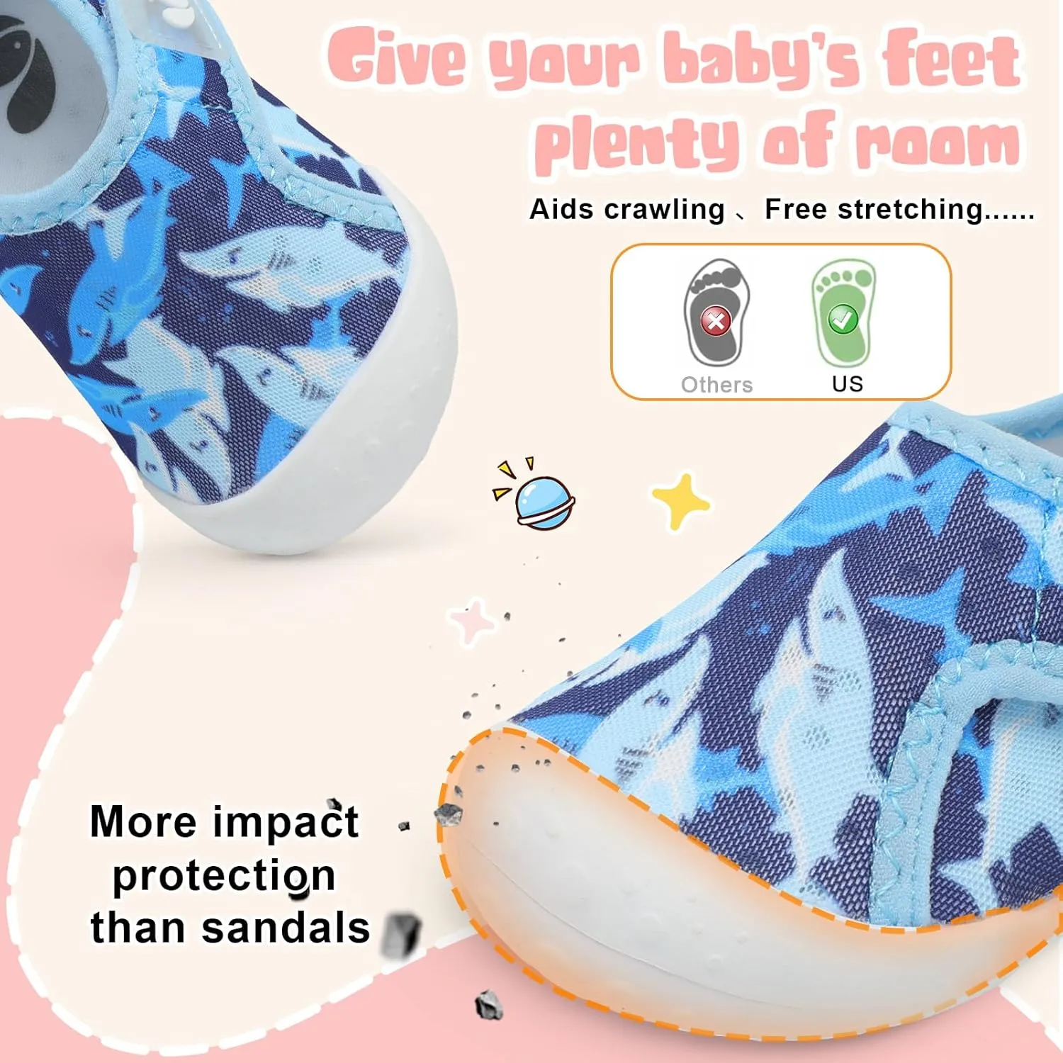 FEETCITY Wide Baby Water Shoes Boys Girls Barefoot Shoes Quick-Dry Kids Aqua Socks for Beach Swim Pool