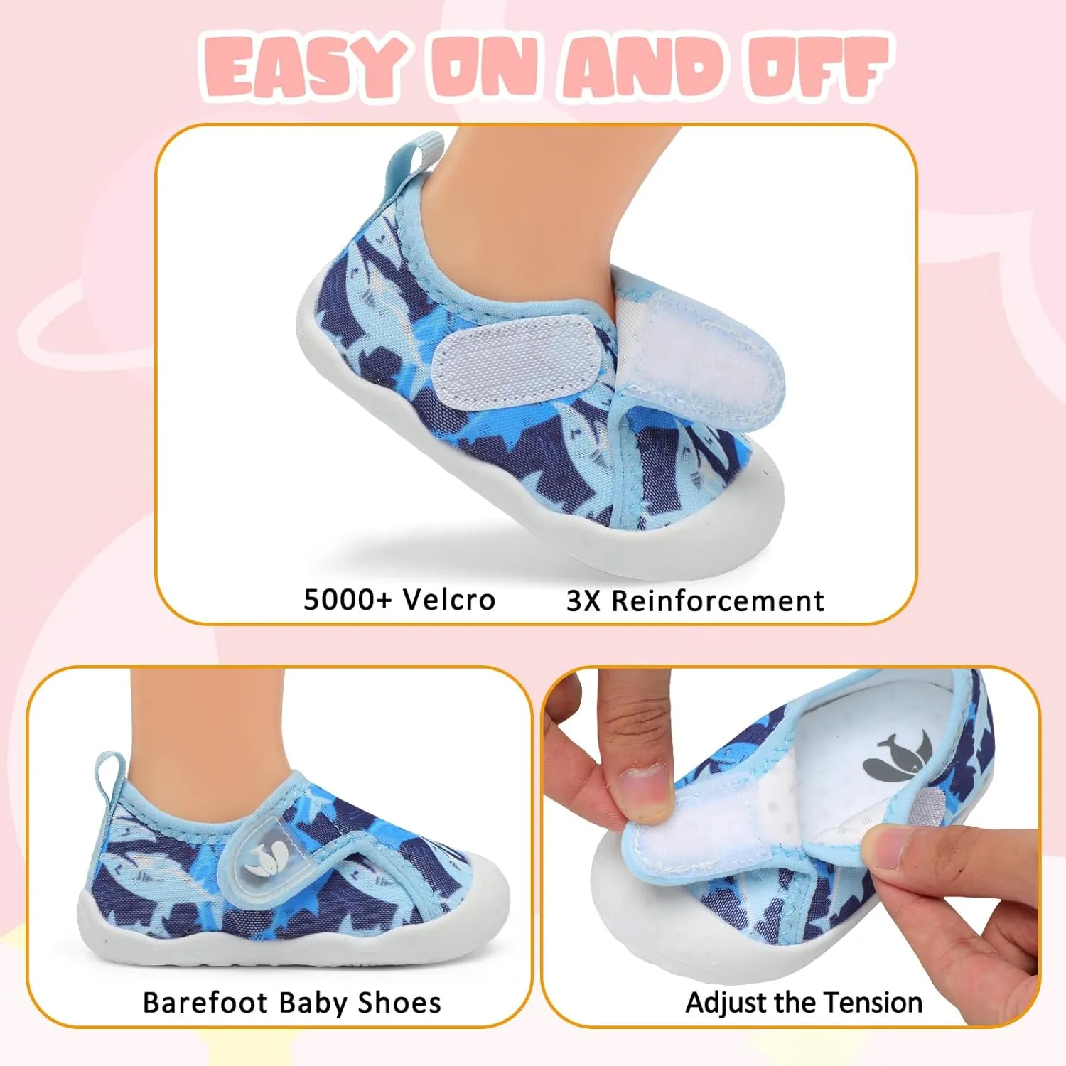 FEETCITY Wide Baby Water Shoes Boys Girls Barefoot Shoes Quick-Dry Kids Aqua Socks for Beach Swim Pool