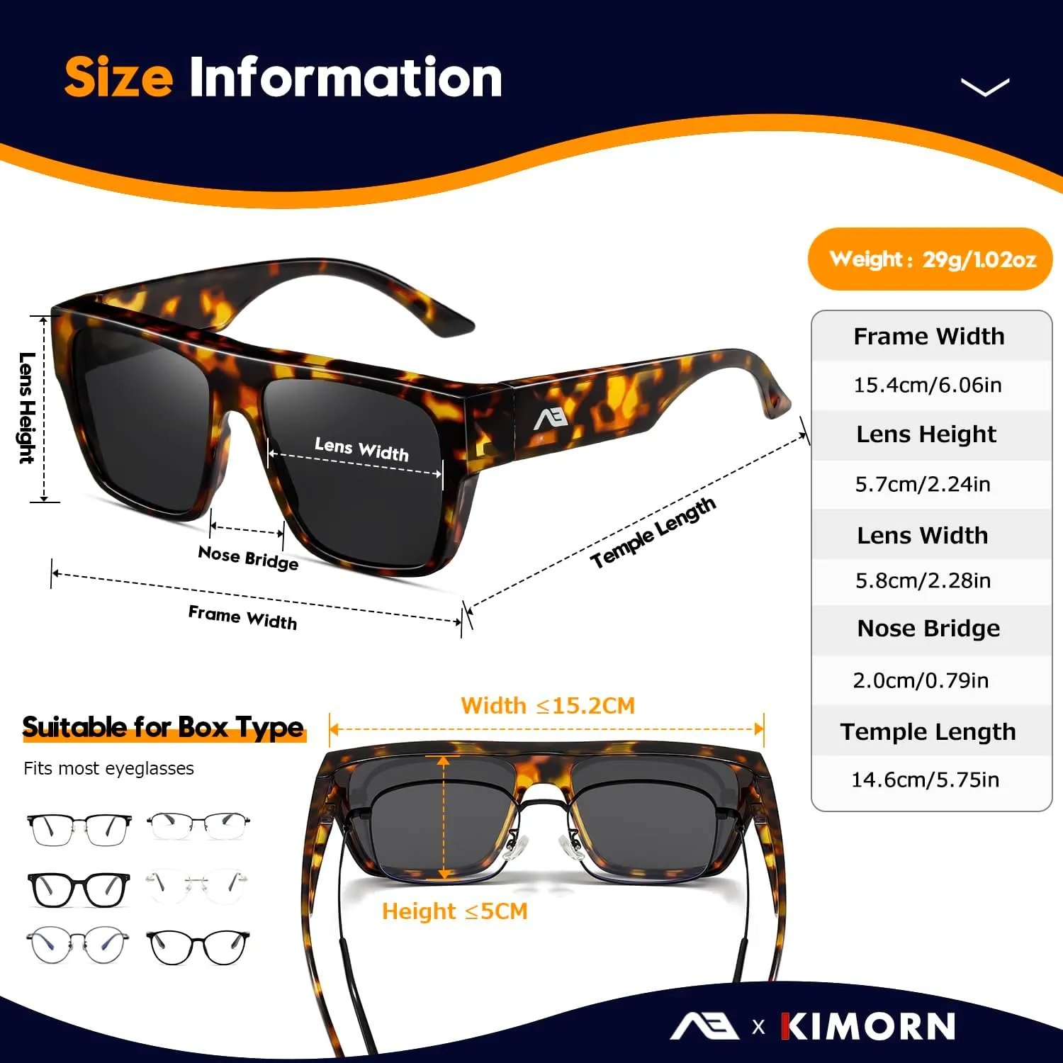 kimorn Fit Over Glasses Sunglasses for Women Men Trendy Square Shades Sun glasses Polarized UV400 Protection