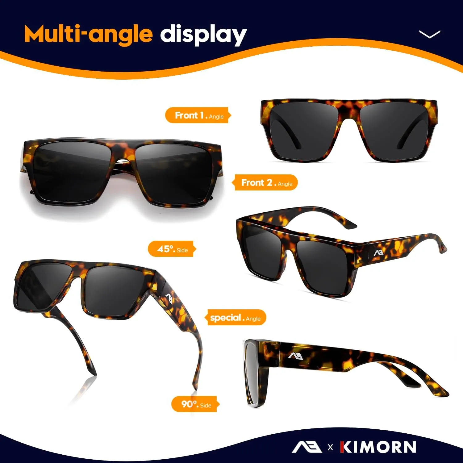 kimorn Fit Over Glasses Sunglasses for Women Men Trendy Square Shades Sun glasses Polarized UV400 Protection