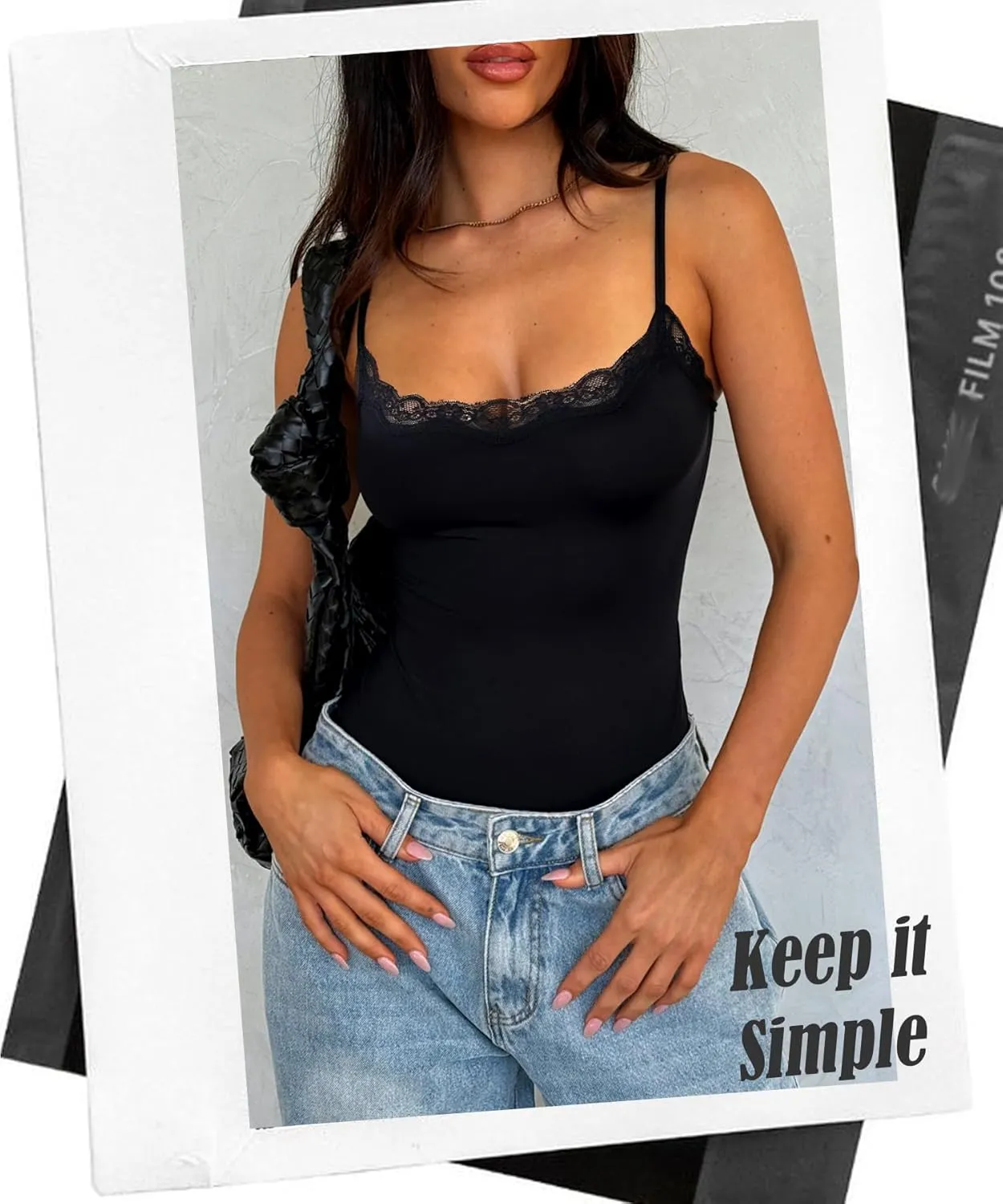 Navneet Women Sexy Lace Bodysuit Lace Trim High Cut Thong Spaghetti Strap Cami Bodysuit Going Out Tank Tops Body Suit