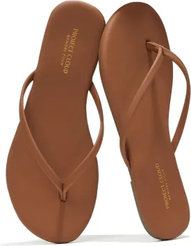 Project Cloud Flip Flops for Women - Memory Foam Flats Summer Sandals for Women 2025 - Vegan Leather Lightweight Womens Sandals Summer Beach Essentials Slides
