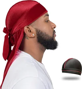 Velvet Durag for Men Wave Cap Velvet Dorag for Men Women 360 Wave